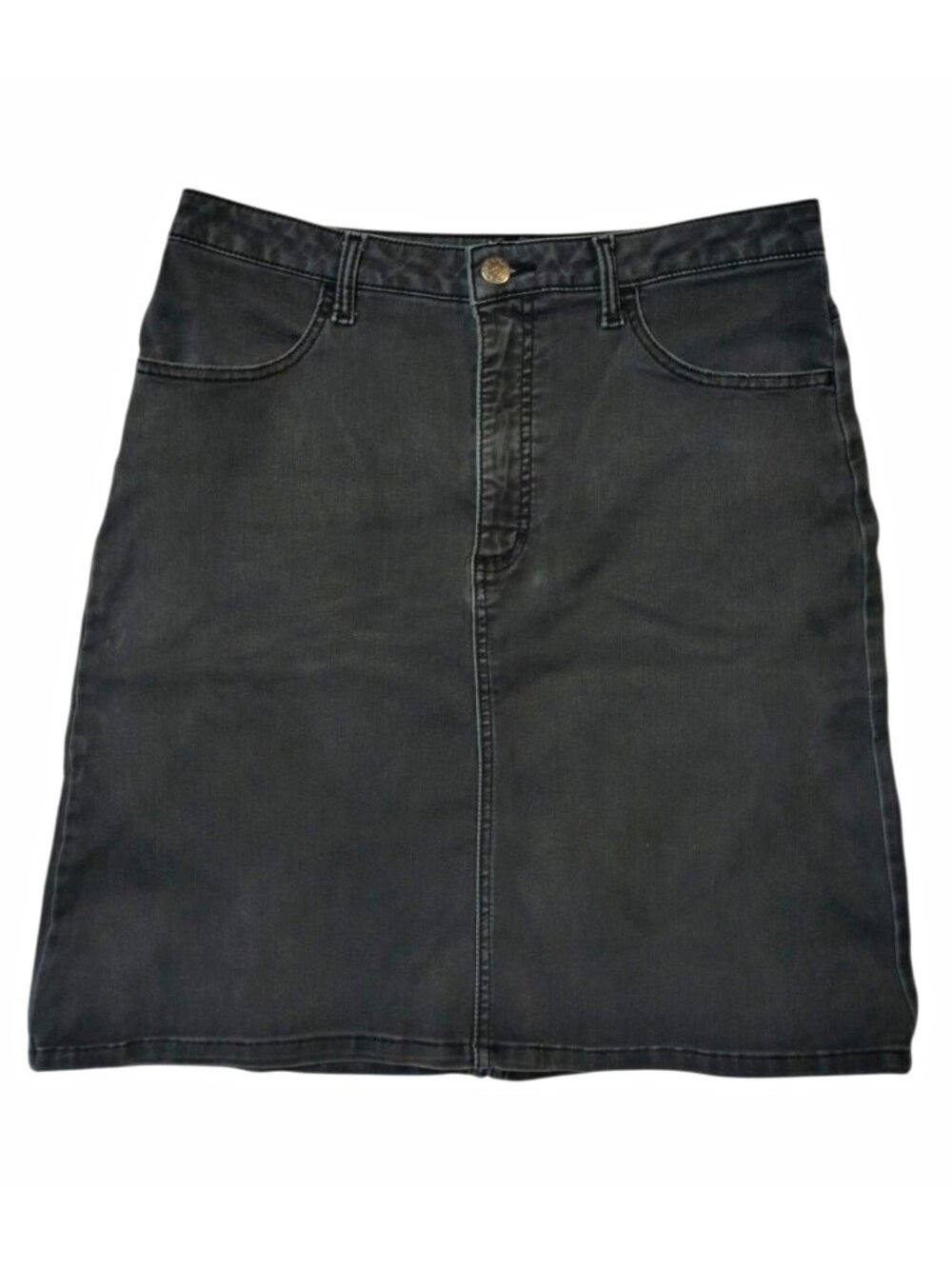Riders by Lee Black Denim Stretch Pocket Pencil Skirt Solid Women's Size 14